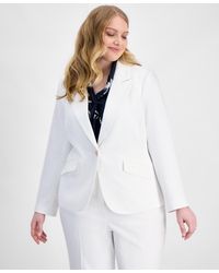 Tahari - Plus Size Stretch Boucle One-button Blazer - Lyst