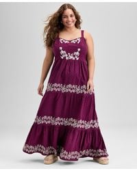 And Now This - Trendy Plus Size Cotton Swiss Dot Embroidered Maxi Dress - Lyst