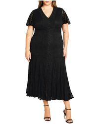 City Chic Plus Size Lace Glamour Dress in Black Lyst