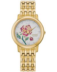 Citizen - Disney By Eco-drive Belle Stainless Steel Bracelet Watch 30mm - Lyst
