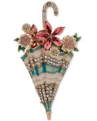 Anne Klein - Gold-tone Crystal & Stone Flower Umbrella Pin - Lyst
