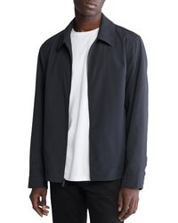 Calvin Klein - Seersucker Long Sleeve Zip-front Shirt-jacket - Lyst