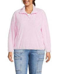 Lands' End - Plus Size Half Zip Cozy High Pile Fleece Pullover - Lyst