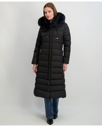 Tahari - Faux-fur-trim Hooded Maxi Puffer Coat - Lyst