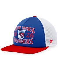 Fanatics - Branded Blue/red New York Rangers Heritage Vintage-like Foam Front Trucker Snapback Hat - Lyst