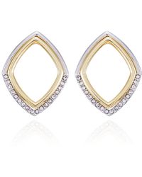 Vince Camuto - Two-tone Glass Stone Diamond Shaped Hoop Earrings - Lyst
