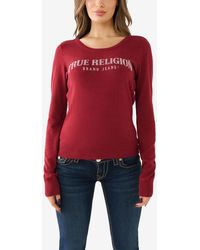 True Religion - Crystal Horseshoe Fitted Sweater - Lyst