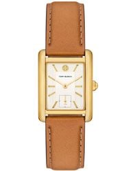 Tory Burch - The Eleanor Goldtone Stainless Steel & Leather Strap Watch/25mm X 34mm - Lyst