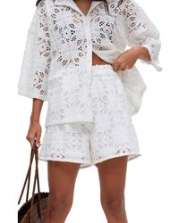 Raffya - Shelli All Over Broderie Anglaise Shorts - Lyst