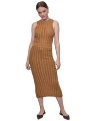 DKNY - Crewneck Cable Pointelle Stitch Sleeveless Sweater Midi Skirt - Lyst