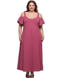 24seven Comfort Apparel - Plus Size Cold Shoulder Ruffle Sleeve A-line Maxi Dress - Lyst
