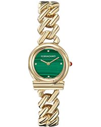 Ferragamo - Swiss Gancini Twisted Chain Gold Ion Plated Bracelet Watch 28mm - Lyst