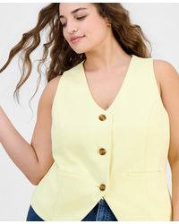 On 34th - Plus Size V-neck Button-front Vest Jacket - Lyst