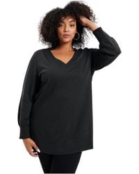 June + Vie - June + Vie Plus Size V-neck French Terry Sweatshirt - Lyst