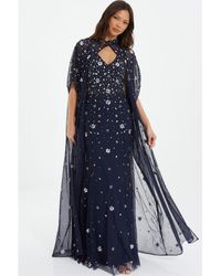 Quiz - Beaded 2-in-1 Cape And Evening Dress - Lyst