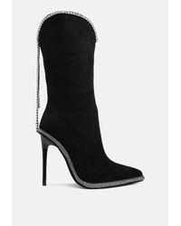 LONDON RAG - Ashipa Diamante Chain Detail Calf Boots - Lyst