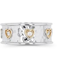 Macy's - Cubic Zirconia Two Tone Hammered Hearts Ring - Lyst