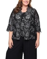 Alex Evenings - Plus Size 3/4-sleeve Embroidered Jacket And Tank Twinset - Lyst