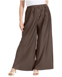 June + Vie - June + Vie Plus Size June + Vie Plisse High-rise Pants - Lyst