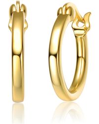 Genevive Jewelry - Radiant Sterling Silver & 14k Plated Cubic Zirconia Hoop Earrings - Lyst