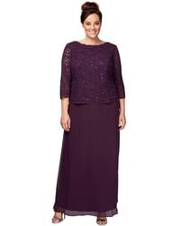 Alex Evenings - Plus Sequined Scalloped Edge Lace Top Gown - Lyst