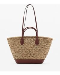 Mango - Large Double-handle Natural Fiber Basket Bag - Lyst