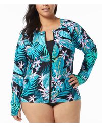 Beach House Sport - Plus Size Ava Zip Front Rash Guard - Lyst