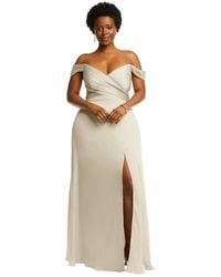 Dessy Collection - Plus Size Off-the-shoulder Flounce Sleeve Empire Waist Gown - Lyst