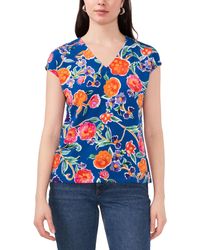 Vince Camuto - Floral V-neck Cap Sleeve Knit Top - Lyst