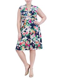 Jessica Howard - Plus Size Floral Surplice-neck Dress - Lyst