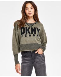 DKNY - Crewneck Long-sleeve Logo Sweater - Lyst