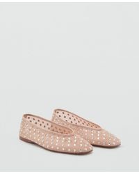 Mango - Mesh Strass Ballerina Flats - Lyst