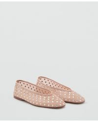 Mango - Mesh Strass Ballerina Flats - Lyst