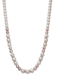 Macy's - Natural Pink And White Cultured Freshwater Pearl 7-10.5mm Aa Quality And Cubic Zirconia Accent Necklace - Lyst