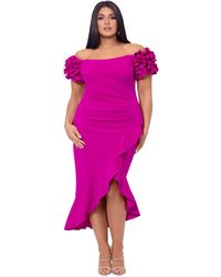 Xscape - Plus Size Ruffled Off-the-shoulder Midi Dress - Lyst