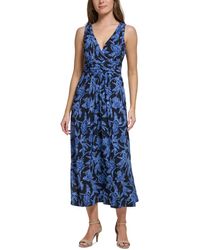 Tommy Hilfiger - Feathered Floral Printed V-neck Maxi Dress - Lyst