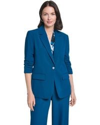 Calvin Klein - Ruched 3/4-sleeve Notch Collar One-button Jacket - Lyst
