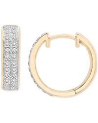 Macy's - Diamond Double Row huggie Hoop Earrings (1/2 Ct. T.w.) - Lyst