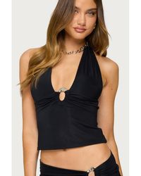 Edikted - Billey Metal Ring Halter Top - Lyst