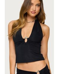 Edikted - Billey Metal Ring Halter Top - Lyst