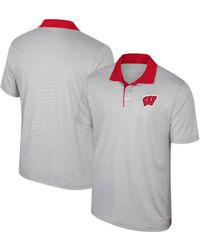 Colosseum Athletics - Gray Wisconsin Badgers Tide Big & Tall Tuck Striped Polo - Lyst