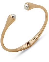 DKNY - Two-tone Bead-tipped Hinged Cuff Bracelet - Lyst