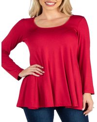 24seven Comfort Apparel - Long Sleeve Swing Style Fla Tunic Top - Lyst