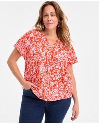 Style & Co. - Plus Size Printed Flutter-sleeve Top - Lyst