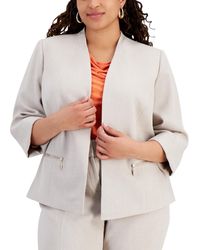 Kasper - Plus Size 3/4-sleeve Zip-pocket Jacket - Lyst