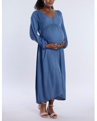 Motherhood Maternity - Maternity Long Sleeve Button Front Midi Dress - Lyst