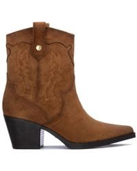 Xti - Suede Italian Western Booties By - Lyst