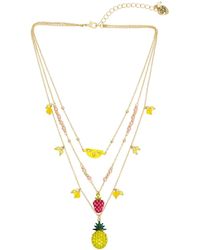 Betsey Johnson - Faux Stone Fruit Charm Layered Necklace - Lyst