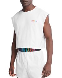 Calvin Klein - Intense Power Pride Cropped Logo Embroidered Cotton Muscle Tank - Lyst