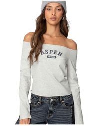 Edikted - Aspen Ski Club Off Shoulder Top - Lyst